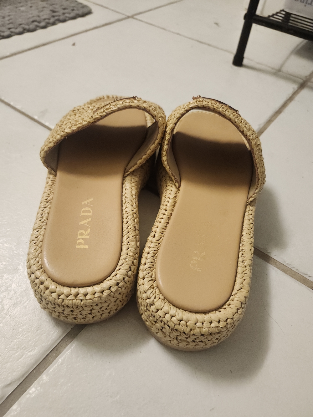 Prada Raffia Single-Band Platform Slide size 9 - Picture 3 of 5